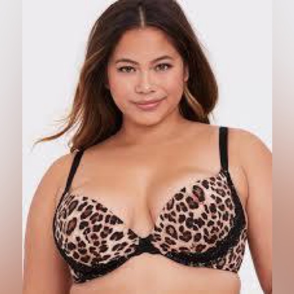 TORRID CURVE Leopard Microfiber & Black Lace Push-Up Size 42C - Picture 1 of 12